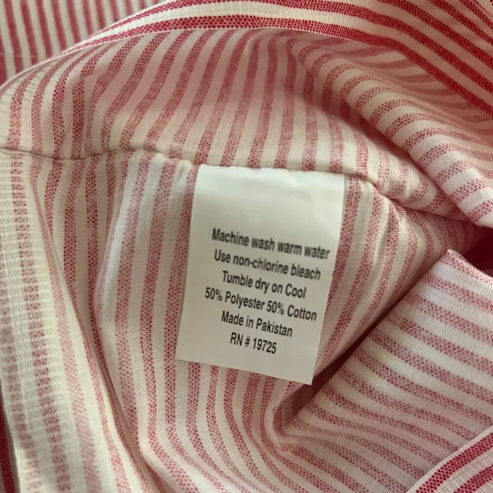 Red and White Striped Linen Valance Set of 2 60